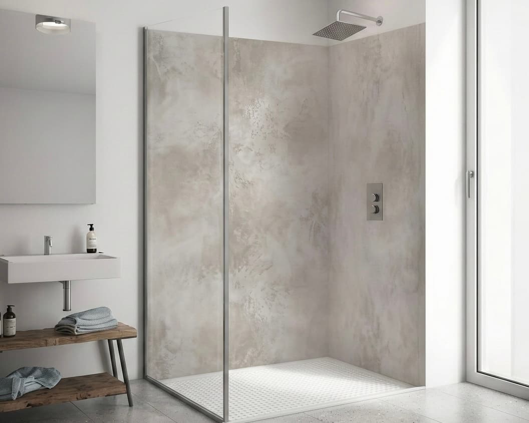 Fugenlose Duschwand mit Reno-Deco Dekorplatten in Eppelheim